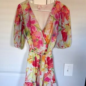 Floral Puff Sleeve colorful Mini Dress – Spring/Summer